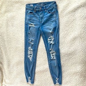 American Eagle Outfitters Super Stretch X hi-rise distressed jeggings sz 4 Short